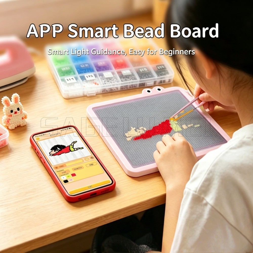 52x52 104x104 DIY สมาร์ท LED Pegboard APP ควบคุมอิเล็กทรอนิกส์ฟิวส์ลูกปัด Melting Board ขนาดใหญ่สแควร์รีดผ้าลูกปัดหัตถกรรมชุดสําหรับของขวัญเด็ก