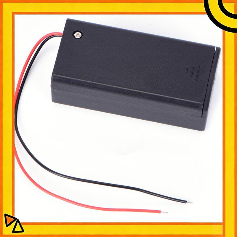 (ใหม่) 9V Volt PP3 Battery Holder Box DC Case With Wire Lead ON/OFF Switch Cover