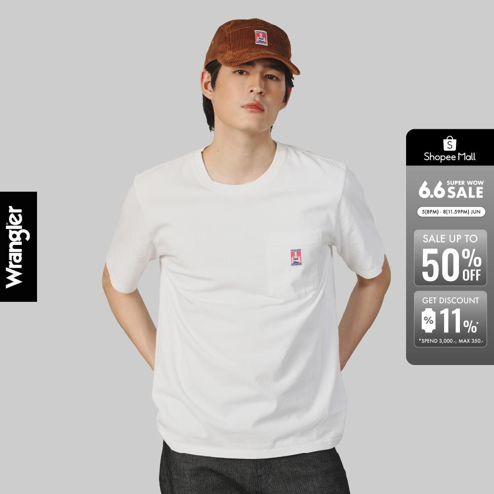 WRANGLER เสื้อยืดแขนสั้นผู้ชาย คอลเลคชั่น Casey Jones ทรง Regular รุ่น WR F125MTSSN58 สีขาว