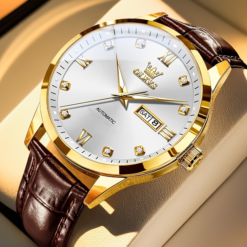 OLEVS Automatic for Men Self-Winding Mechanical Dress with Luminous Dial, Multi-CALENDAR,