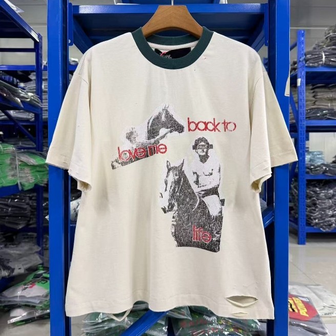 26SS BA888O LIFE RINGER Return to LIFE Washed Destruction เสื้อยืดแขนสั้น