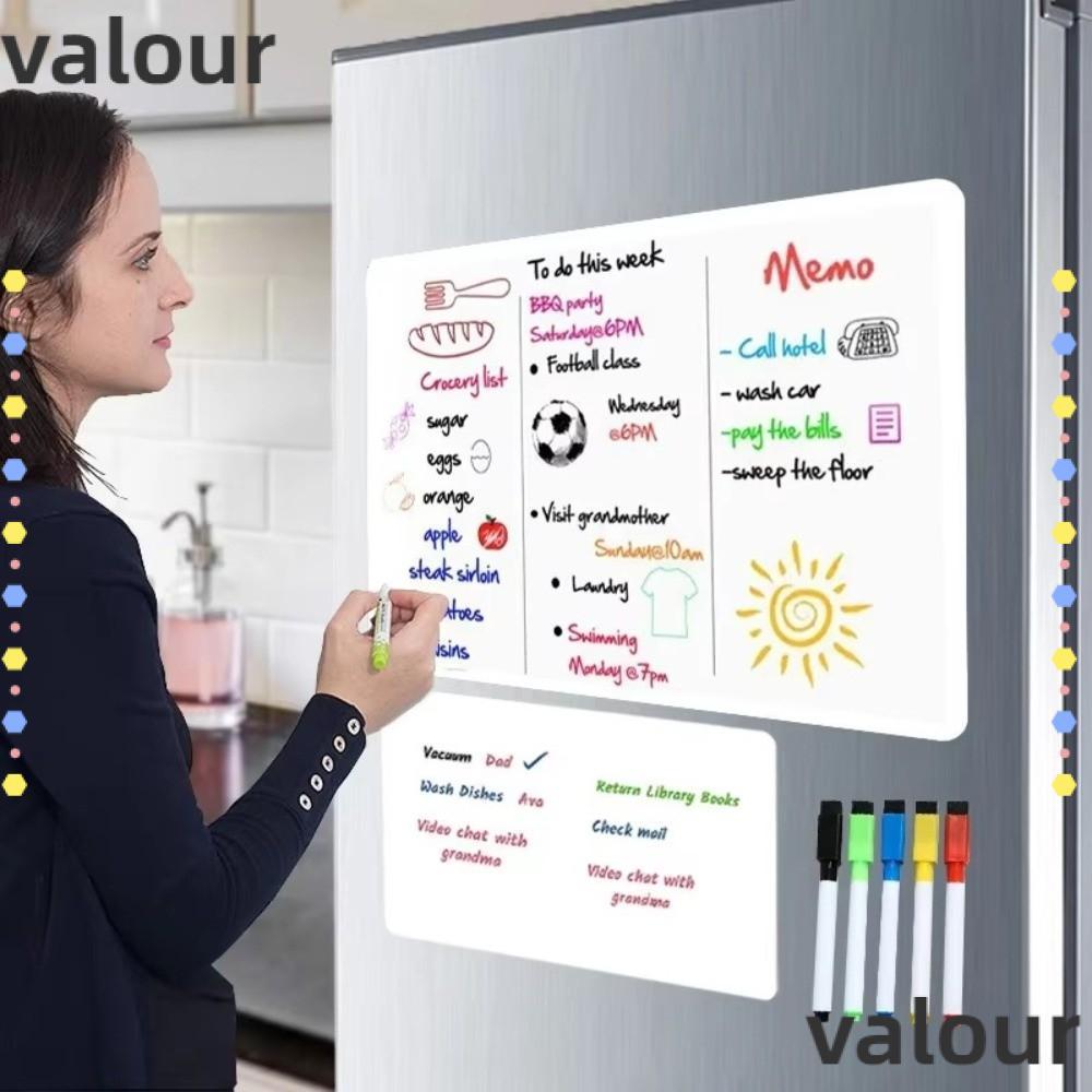VALOUR บันทึกแม่เหล็กตู้เย็น, Magnetic A3/A4 Magnetic Dry Erase Board, Erasable ยืดหยุ่น DIY WhiteBo