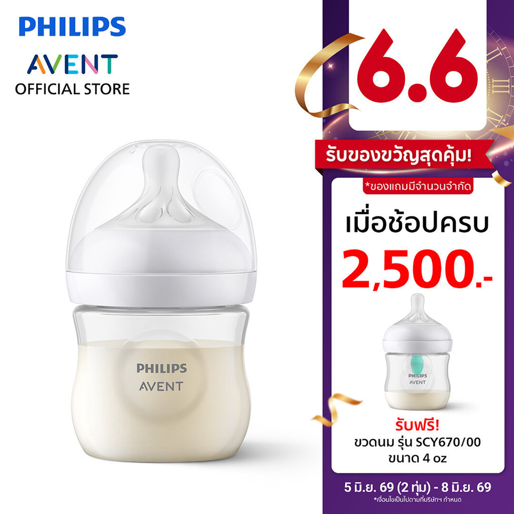 Philips Avent ฟิลิปส์ เอเวนท์ ขวดนม Natural Response ไม่ดูดไม่ไหล ขนาด 4 ออนซ์/125 มล. รุ่น SCY900/01