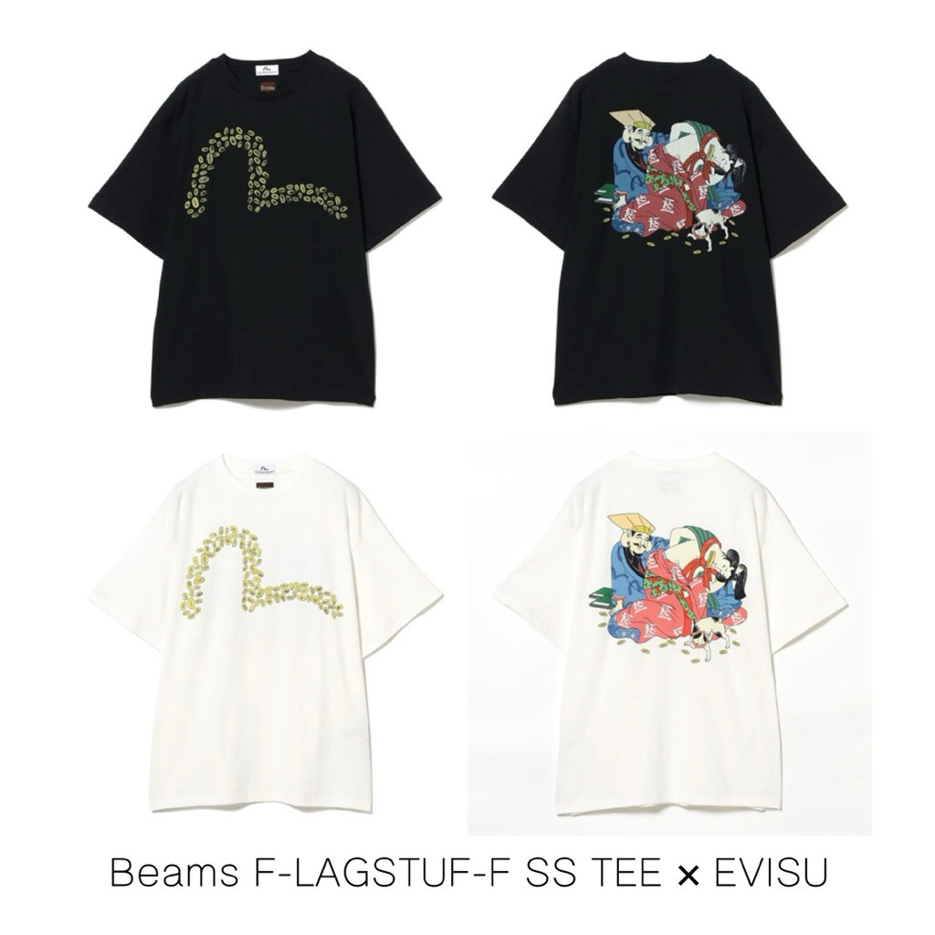 เสื้อยืด Beams F-LAGSTUF-F SS TEE × EVISU ( Beams x Evisu )ของแท้💯% จากญี่ปุ่น