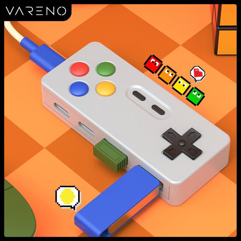 เกมแพด4in1 vareno เกมแพดควบคุมเกมฮับอะแดปเตอร์อินเตอร์เฟซ USB-C USB Type-C สำหรับแล็ปท็อปพีซีคีย์บอร์ด U-disk