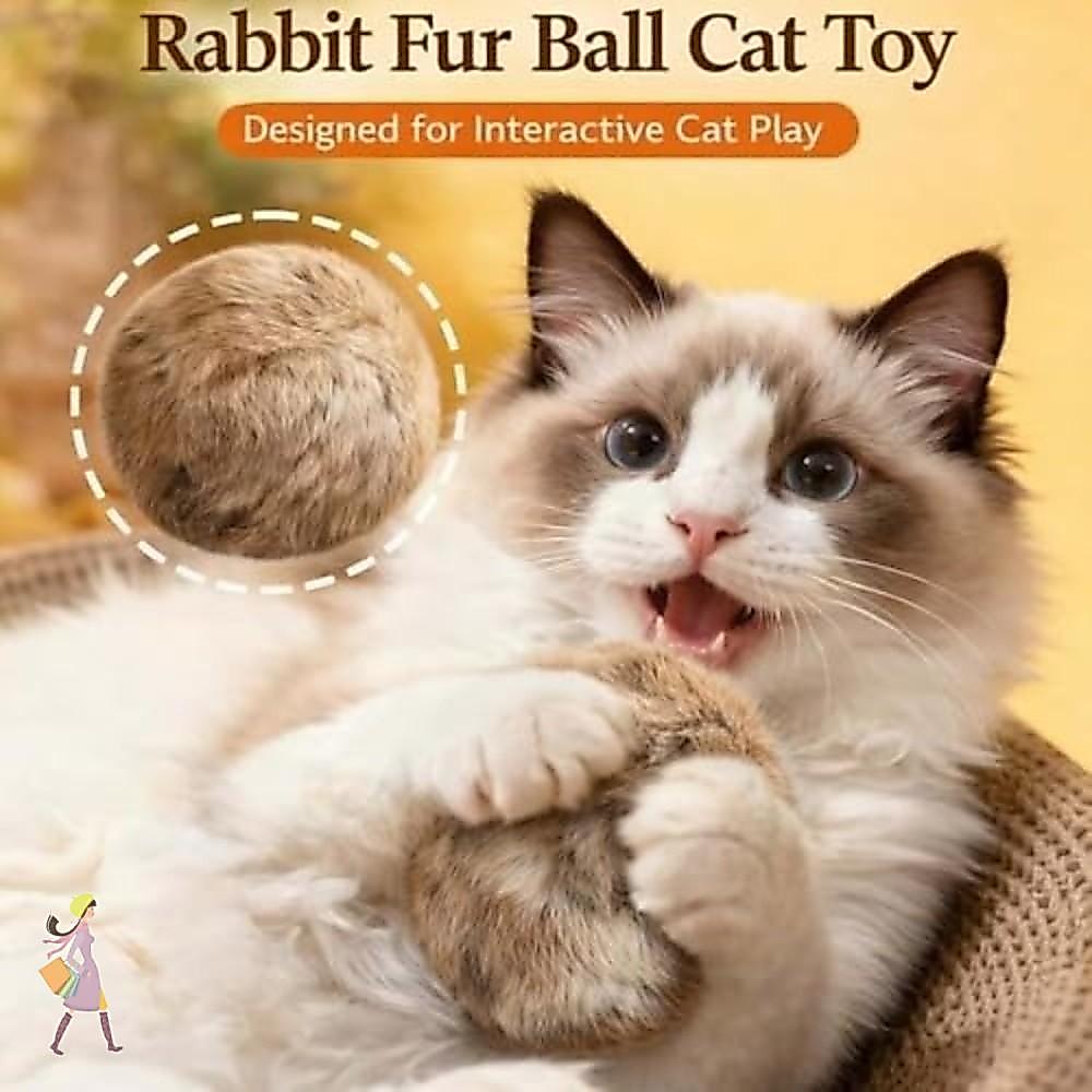 YGBG ลูกบอลของเล่นแมว, กระต่ายขนทนทาน Cat Teaser Wand, นุ่มรอยขีดข่วนทนปุยของเล่นแมวสําหรับแมวในร่ม Kicks Chase เกม