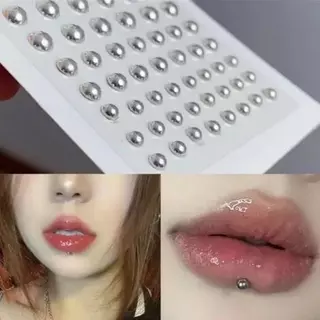 พร้อมส่ง! สติ๊กเกอร์เจาะเครื่องประดับ สติ๊กเกอร์จิว 3D แบบไม่เจาะ หมุดกลม ใช้ตกแต่งใบหน้า มีกาวในตัว ติดแน่น