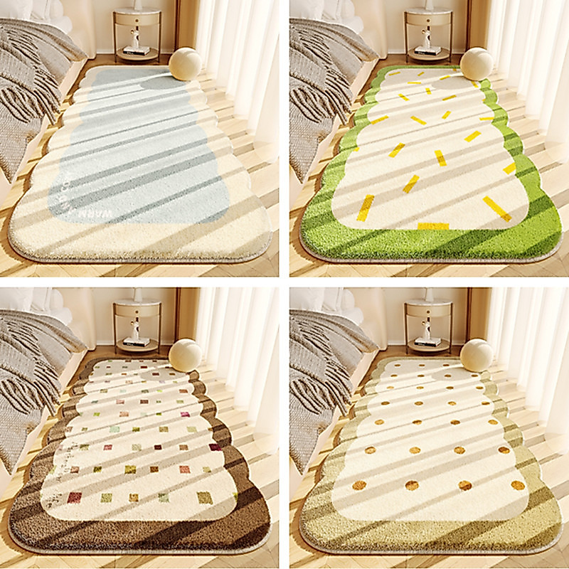 พรมห้องนอน1pcs วัสดุเลียนแบบขนแคชเมียร์ นุ่มสบาย กันลื่น กันฝุ่น กันความชื้น ทำความสะอาดง่าย พรมข้างเตียง 60x160ซม.