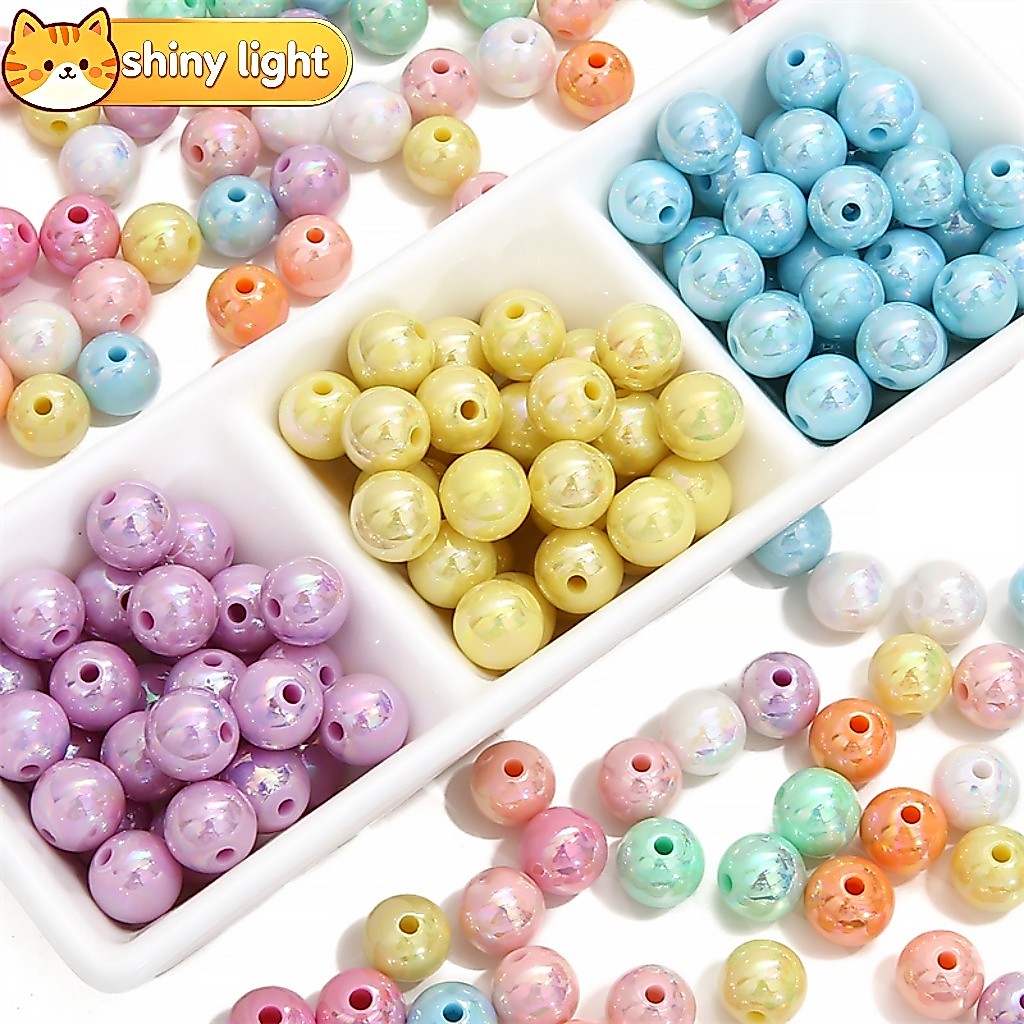 ลูกปัดอะคริลิกสีลูกกวาดทรงกลม 14 มม. 20 ชิ้น ตัวเว้นระยะ อุปกรณ์ DIY ทำพวงกุญแจ เครื่องประดับ