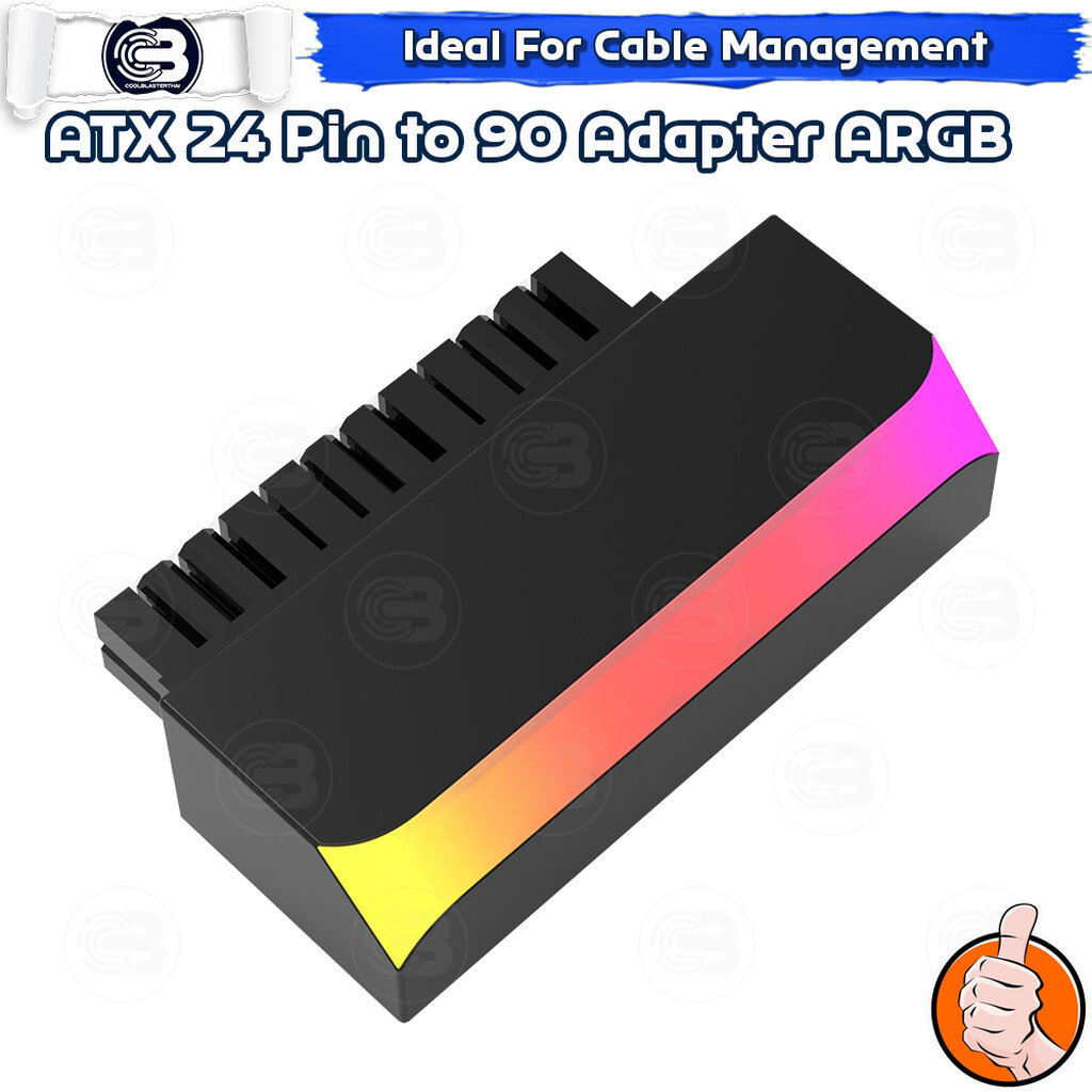 [CoolBlasterThai] Cable Management ATX 24 Pin 90 Degree Adapter ARGB BLACK