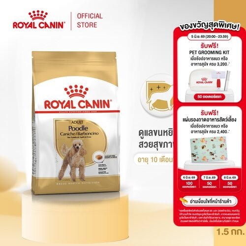 Royal Canin Poodle Adult 1.5kg อาหารเม็ดสุนัขโต พันธุ์พุดเดิ้ล อายุ 10 เดือนขึ้นไป (Dry Dog Food, โรยัล คานิน)