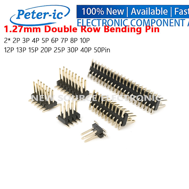 (1-5 ชิ้น) 1.27 มม.คู่แถวดัด Pin หญิง Header 2 * 2P 3P 4P 5P 6P 7P 8P 10P 12P 13P 1