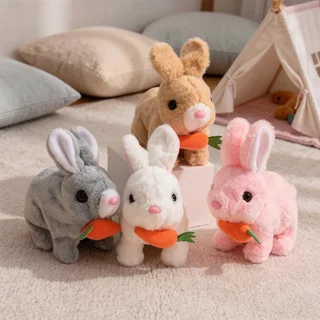 พร้อมส่ง ตุ๊กตากระต่ายไฟฟ้า เดินได้ มีเสียง ส่ายหาง ของเล่นเด็ก ตุ๊กตานุ่ม ของขวัญเด็ก กระต่ายน่ารัก