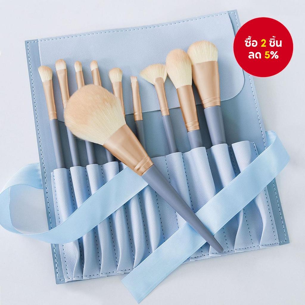ชุดแปรงแต่งหน้า Bluebridge 10 ชิ้น แปรงอายแชโดว์แป้งฝุ่นรองพื้นนุ่มพิเศษ