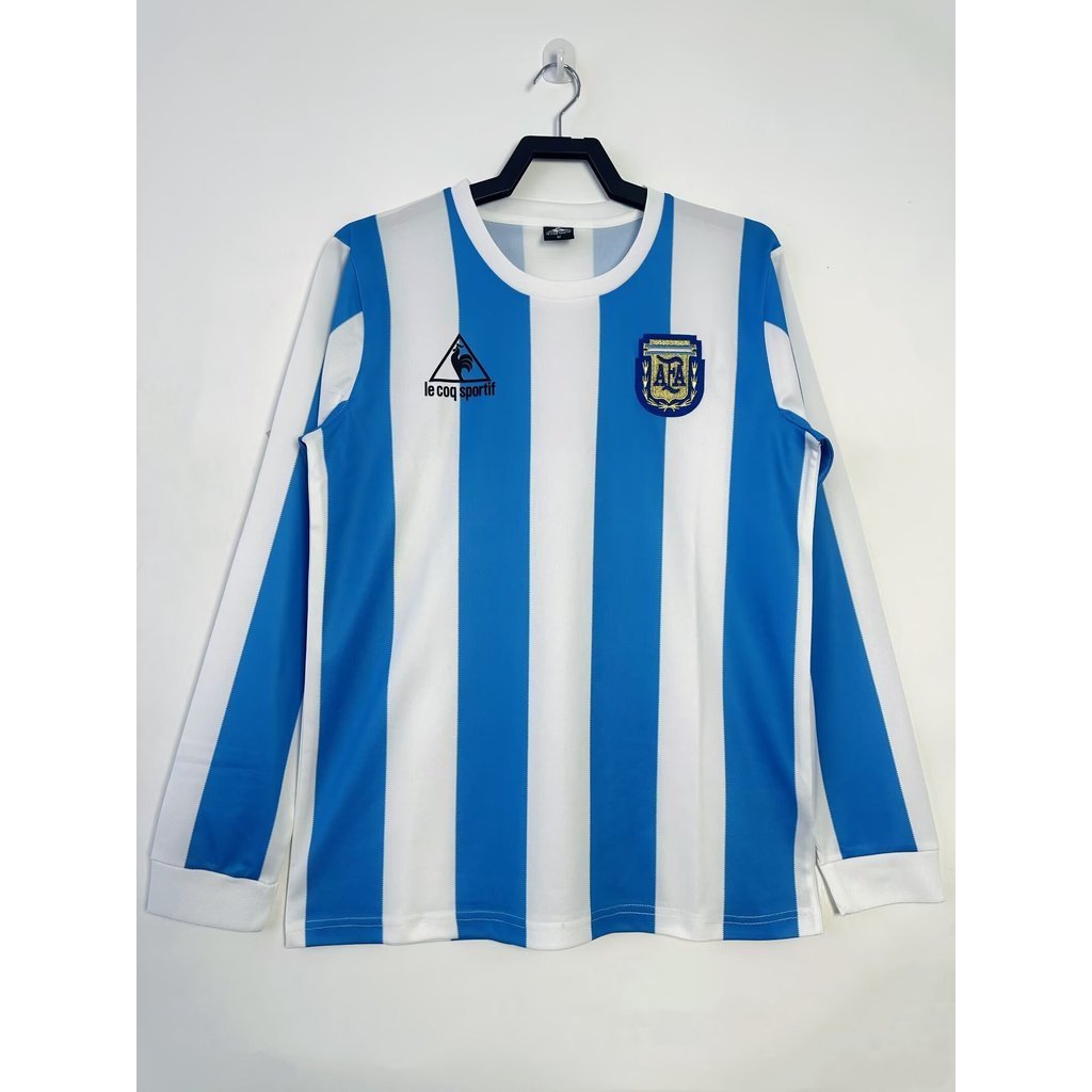 Retro Edition Argentina 1986 Men Argentina Home เสื้อฟุตบอลแขนยาว
