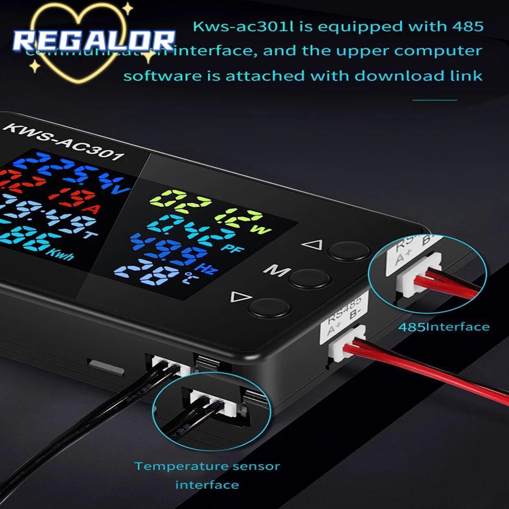 REGALOR0G โวลต์มิเตอร์แบบดิจิตอลแอมป์มิเตอร์ความแม่นยําสูง AC 50-300V 0-100A Power Energy Meter