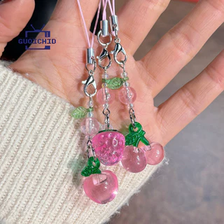 จี้ผลไม้ จี้ลูกปัดตกแต่งdiy พวงกุญแจห้อยโทรศัพท์รูปผลไม้สดใสรับฤดูร้อน พวงกุญแจรูปหัวใจสำหรับเด็กผู้หญิง คู่รัก