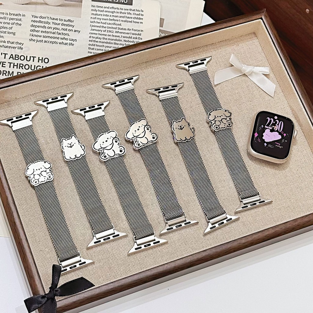 Line Puppy Milan Metal Strap เหมาะสําหรับ Apple Watch iwatch11 Generation 987654อัลตร้า/ซี