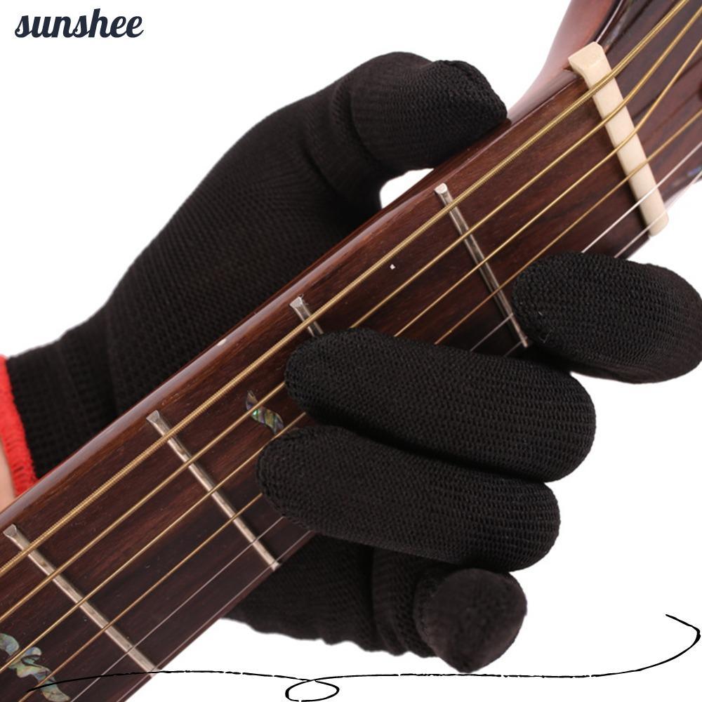 SUNSHEE 8 ชิ้นถุงมือกีตาร์,วัสดุไนลอนสีดํากีตาร์ป้องกันปลายนิ้ว,พรีเมี่ยม S/M/L ถุงมือฝึกซ้อมกีตาร์เล่นเครื่องดนตรี