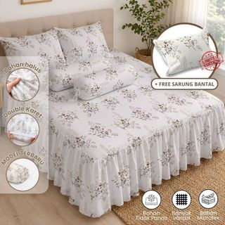 SPREI RUMBAI PREMIUM UKURAN 180X200 & 160x200 / SEPRAI REMPEL GRATIS 2 SARUNG BANTAL 2 SARUNG GULING