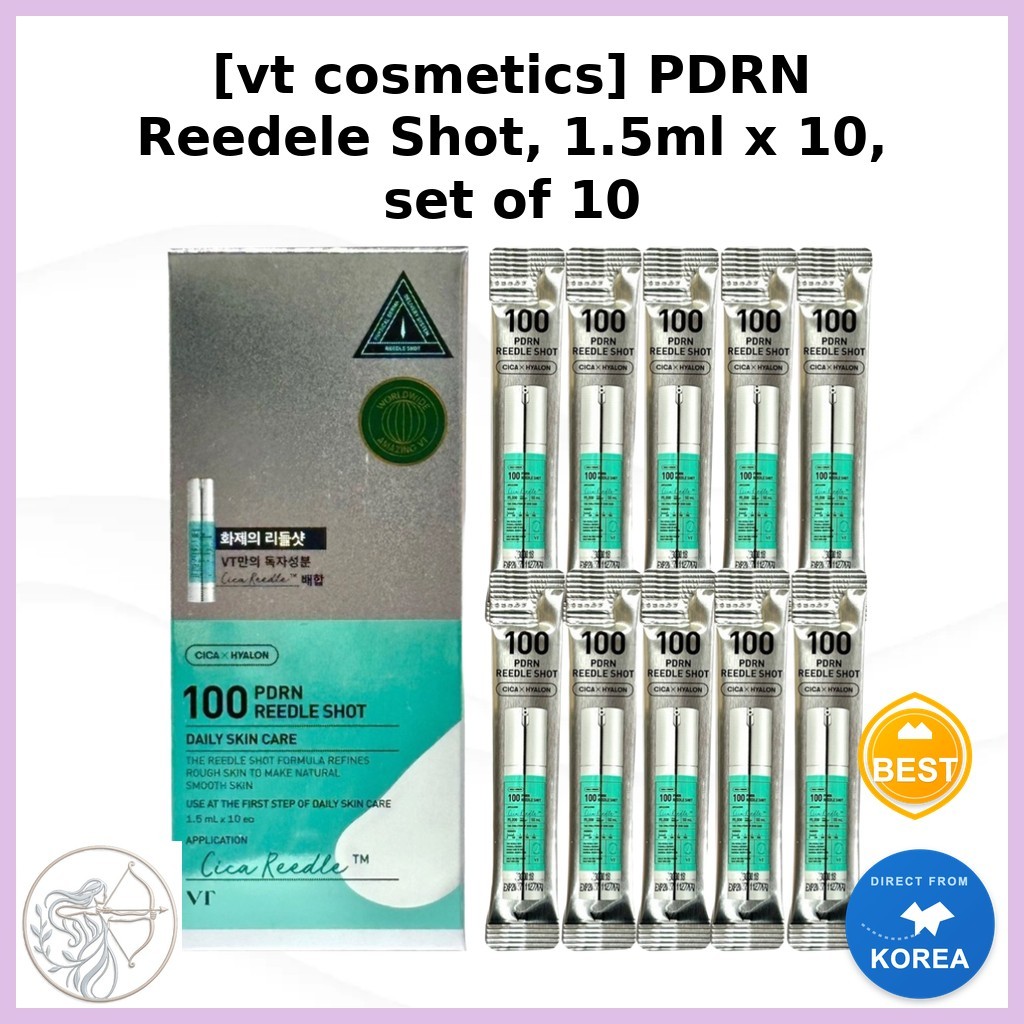 VT COSMETICS K-Pharma [vt เครื่องสําอาง] PDRN Reedele Shot, 1.5ml x 10, ชุด 10 / Korean Facial Serum