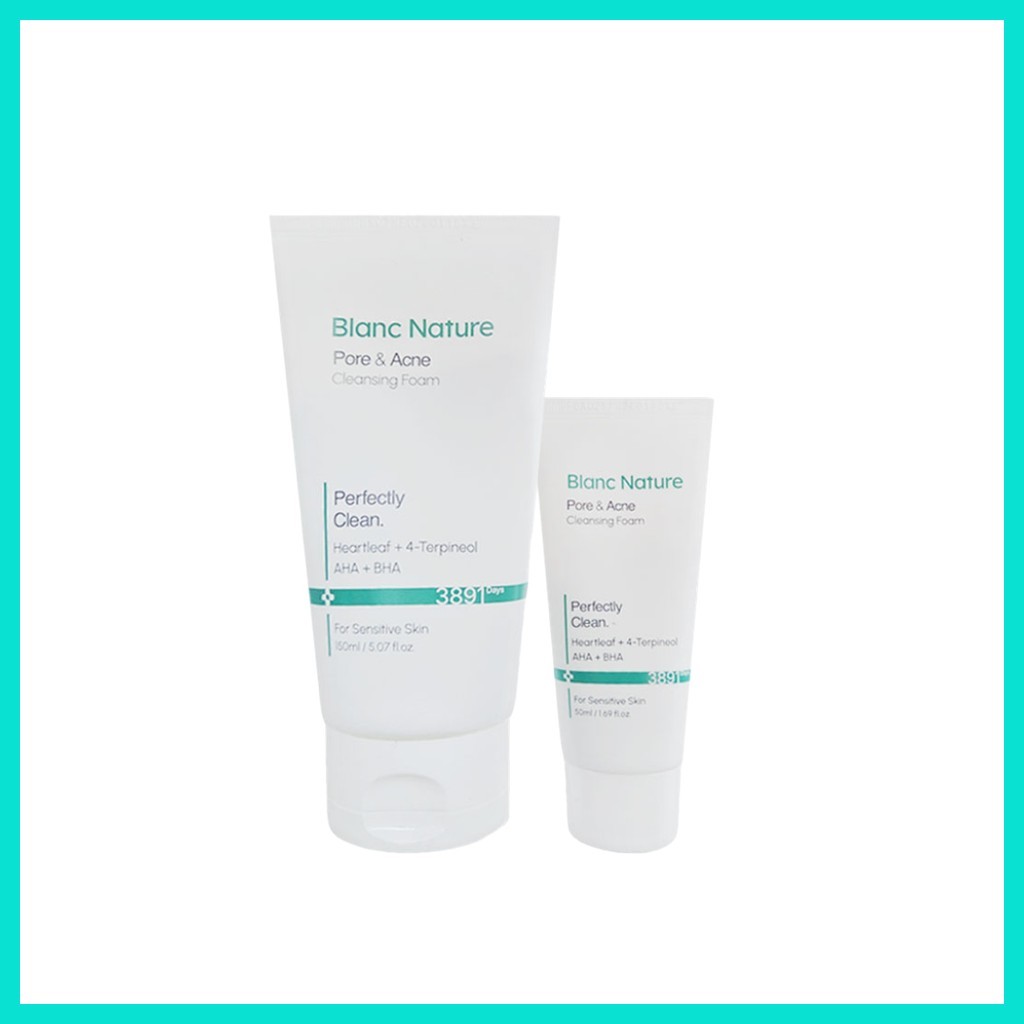 [blanc nature] โฟมล้างหน้ารูขุมขนและสิว, 150ml + 50ml, 2 ชิ้น / โฟมล้างหน้าเกาหลี / กําจัดสิว by YUJ