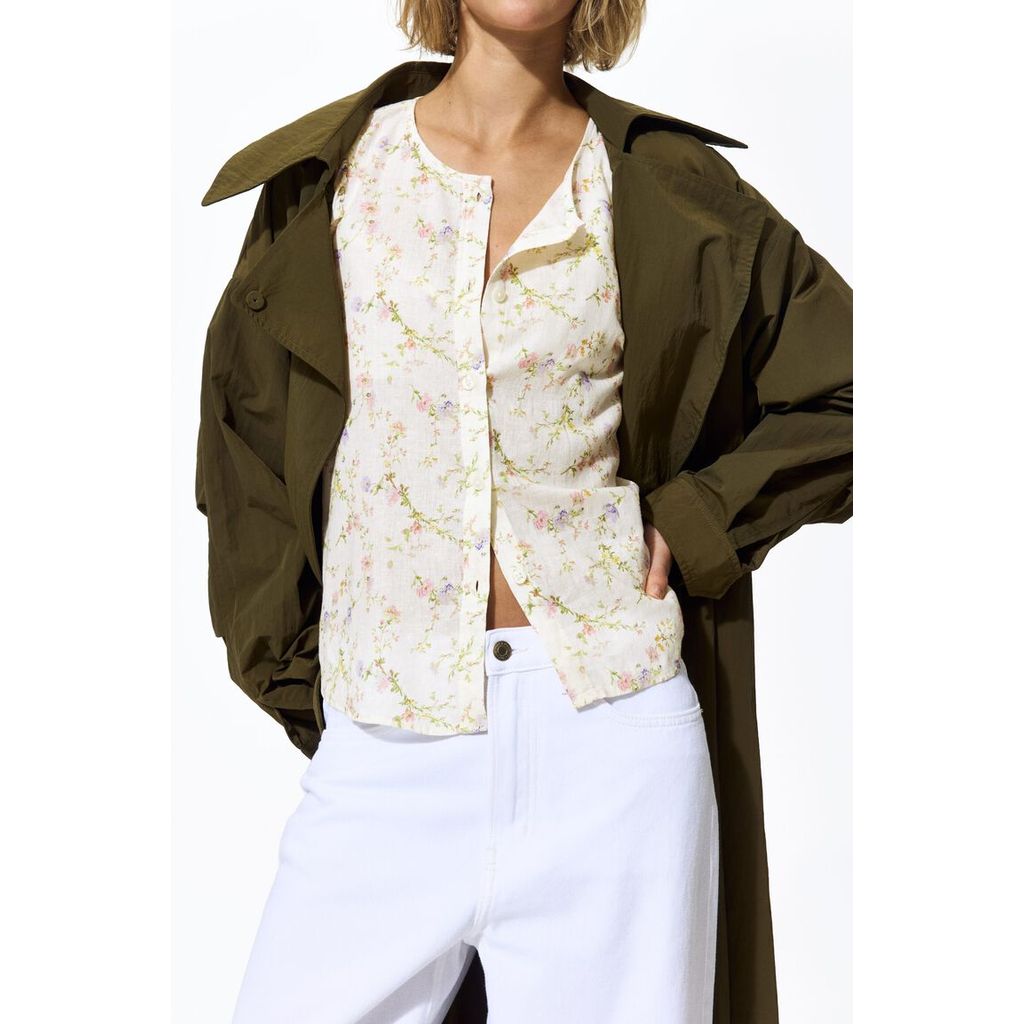 H&M بلوزة نسائية من مزيج الكتان
