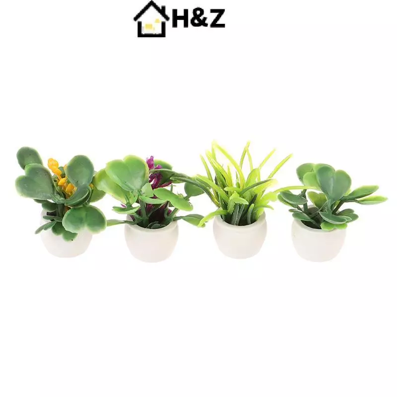 HZ 1:12 Dollhouse Miniature พืชสีเขียวในกระถาง thumbnail 9
