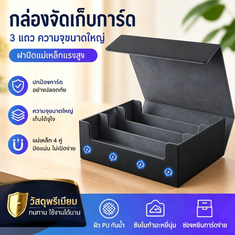 COD กล่องเก็บการ์ดเกมและการ์ดสะสม มีที่กั้นและรองการ์ด หนังกันน้ำ จัดระเบียบการ์ดได้ดี เหมาะสำหรับนักสะสม
