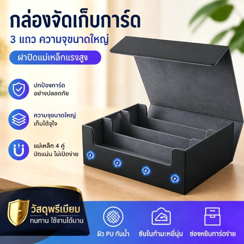 COD กล่องเก็บการ์ดเกมและการ์ดสะสม มีที่กั้นและรองการ์ด หนังกันน้ำ จัดระเบียบการ์ดได้ดี เหมาะสำหรับนักสะสม