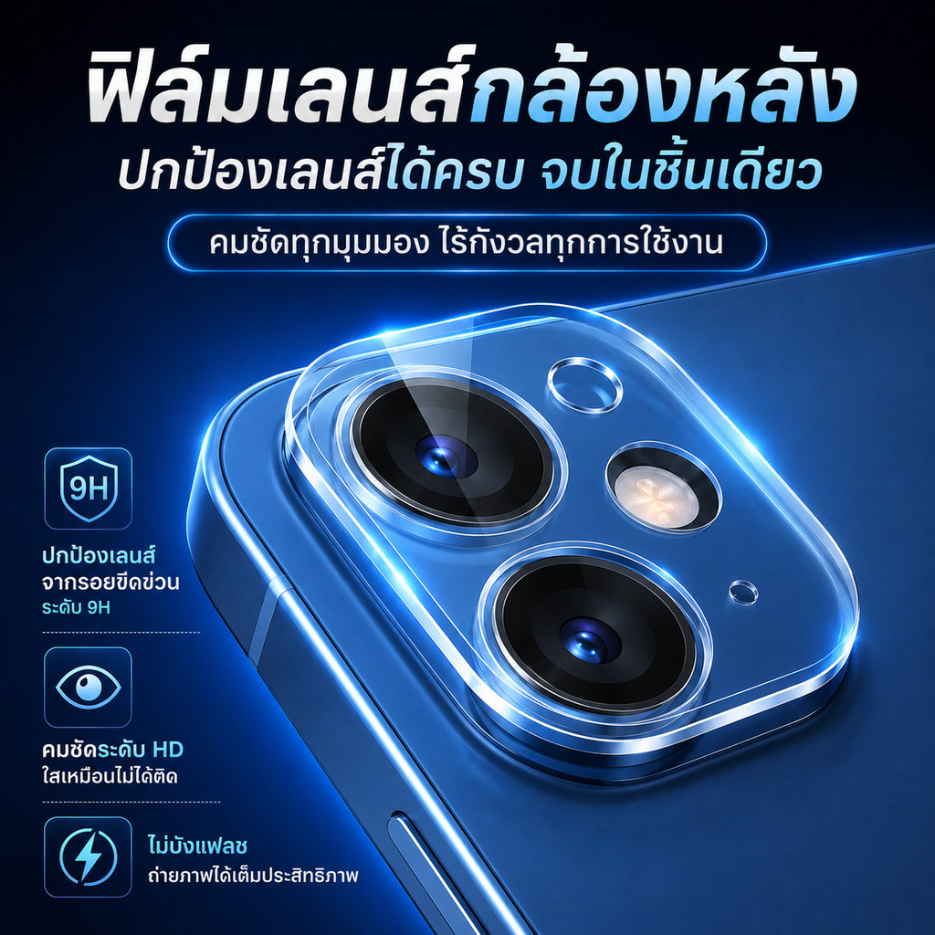 ฟิมล์กระจกเลนส์กล้อง สำหรับiPhone17PRO 17AIR 16 15 15promax 15pro 14 14pro 14promax 13 13promax 12pro 12promax 11 11pro
