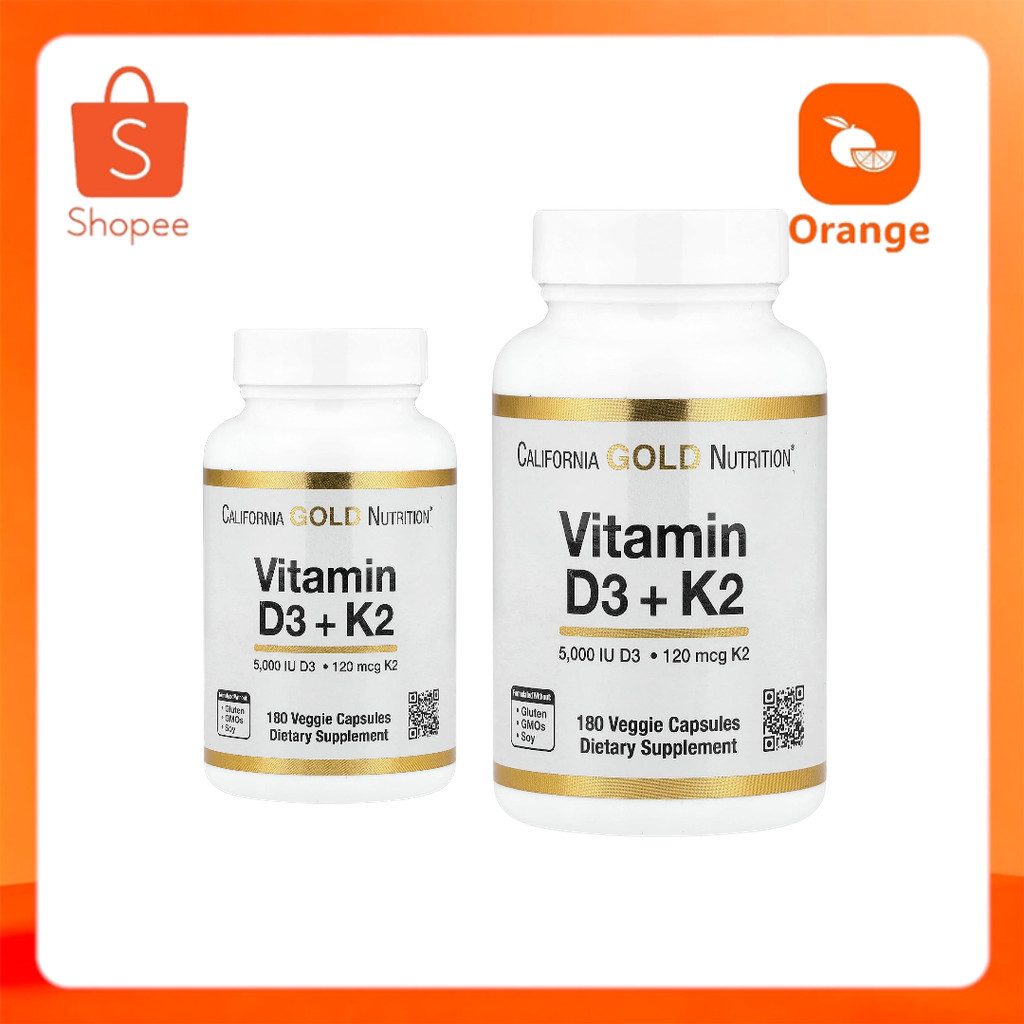พร้อมส้ง California Gold Nutrition Vitamin D3 + K2 as MK-7