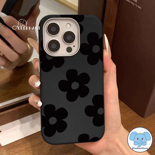เคสหนังสกิน ลายดอกไม้ดำ น่ารัก หลากสี สไตล์ฮิต คู่รัก สำหรับiPhone 15 17 16 11 13 AIR 14 12 Pro Max 14 15 16 Plus XR X