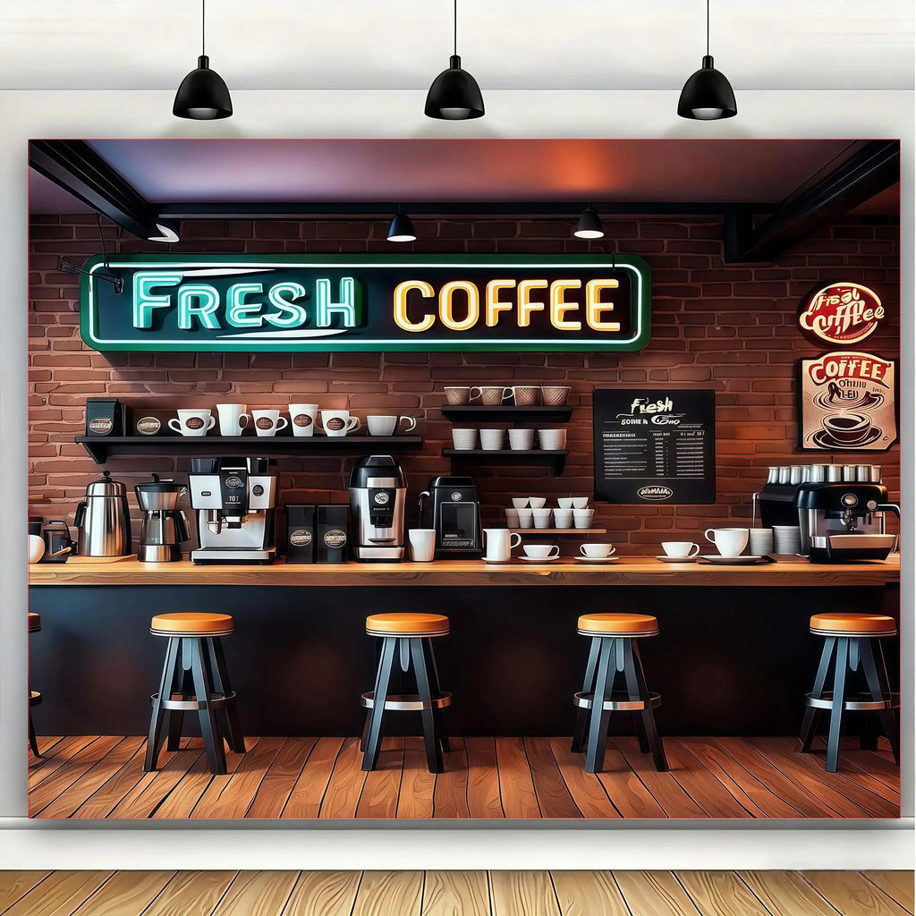 ผ้าพื้นหลังตกแต่งร้านกาแฟ ผ้าแขวนแบนเนอร์ในห้องโถง (ขนาดสูงสุด 180-300 ซม.)