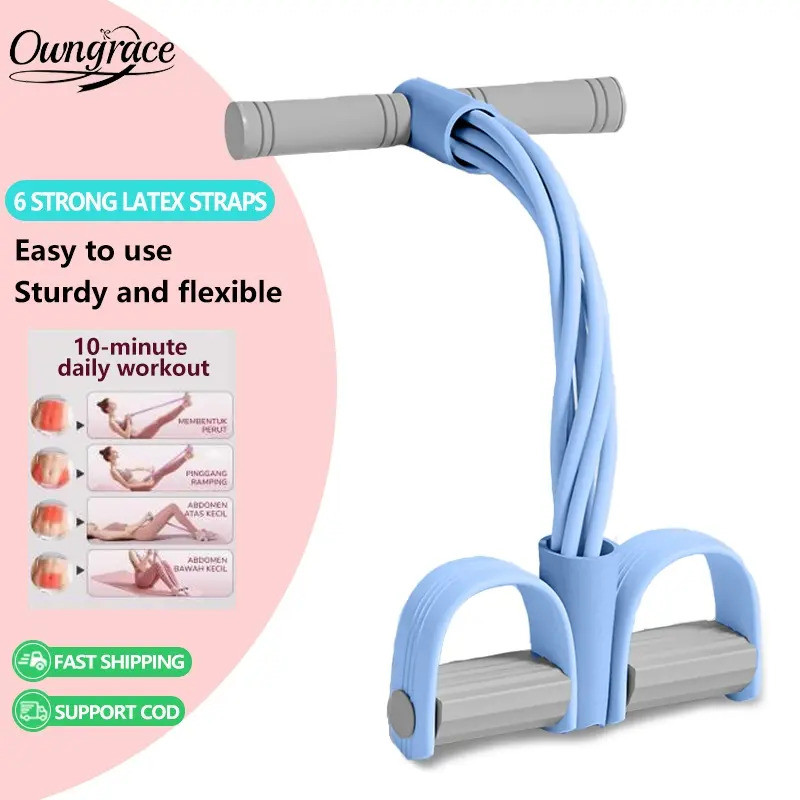 Upgraded Pedal Resistance Band – 4-Tube (45LBS) / 6-Tube (65LBS) | ออกกําลังกายที่บ้าน เผาผลาญไขมัน 