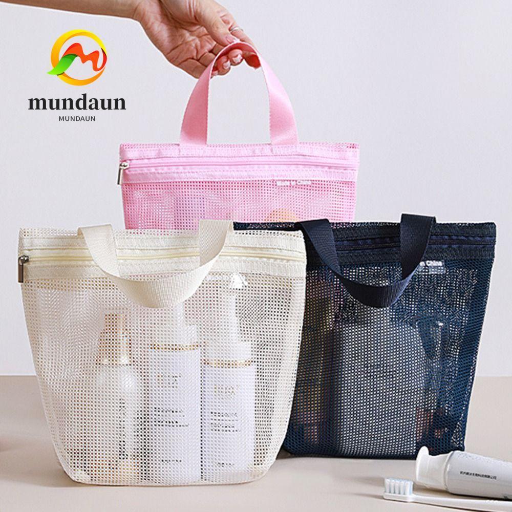 MUNDAUN ถุงตาข่ายใส่แป้ง, แบบพกพาโปร่งใส Hadbag, Reuse กระเป๋าเก็บชุดชั้นในความจุขนาดใหญ่