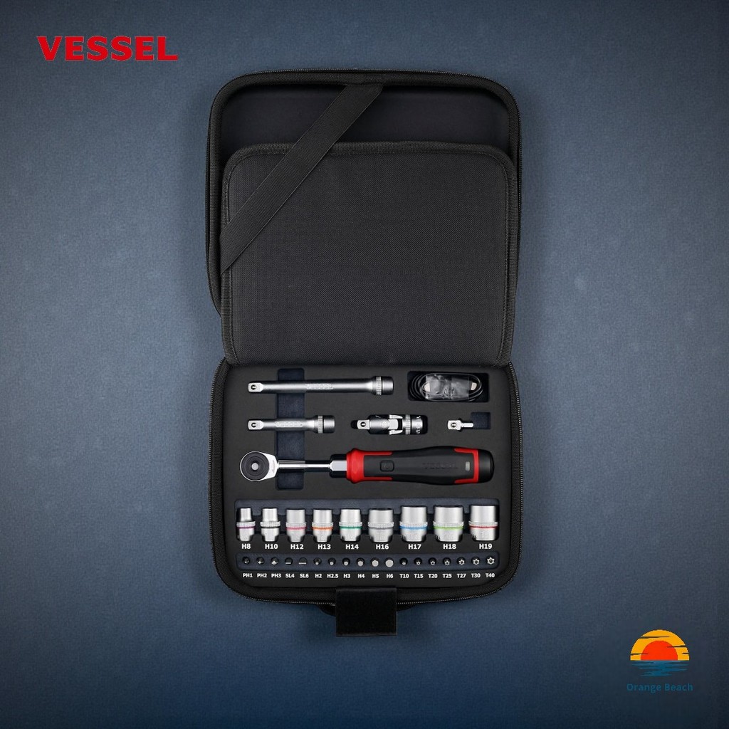VESSEL ประแจบล็อกไฟฟ้าสลิม No.400ER3-1M/ชุด31ชิ้น/USB-C/1Nm ไฟฟ้า+60Nm มือ/215มม/ญี่ปุ่น