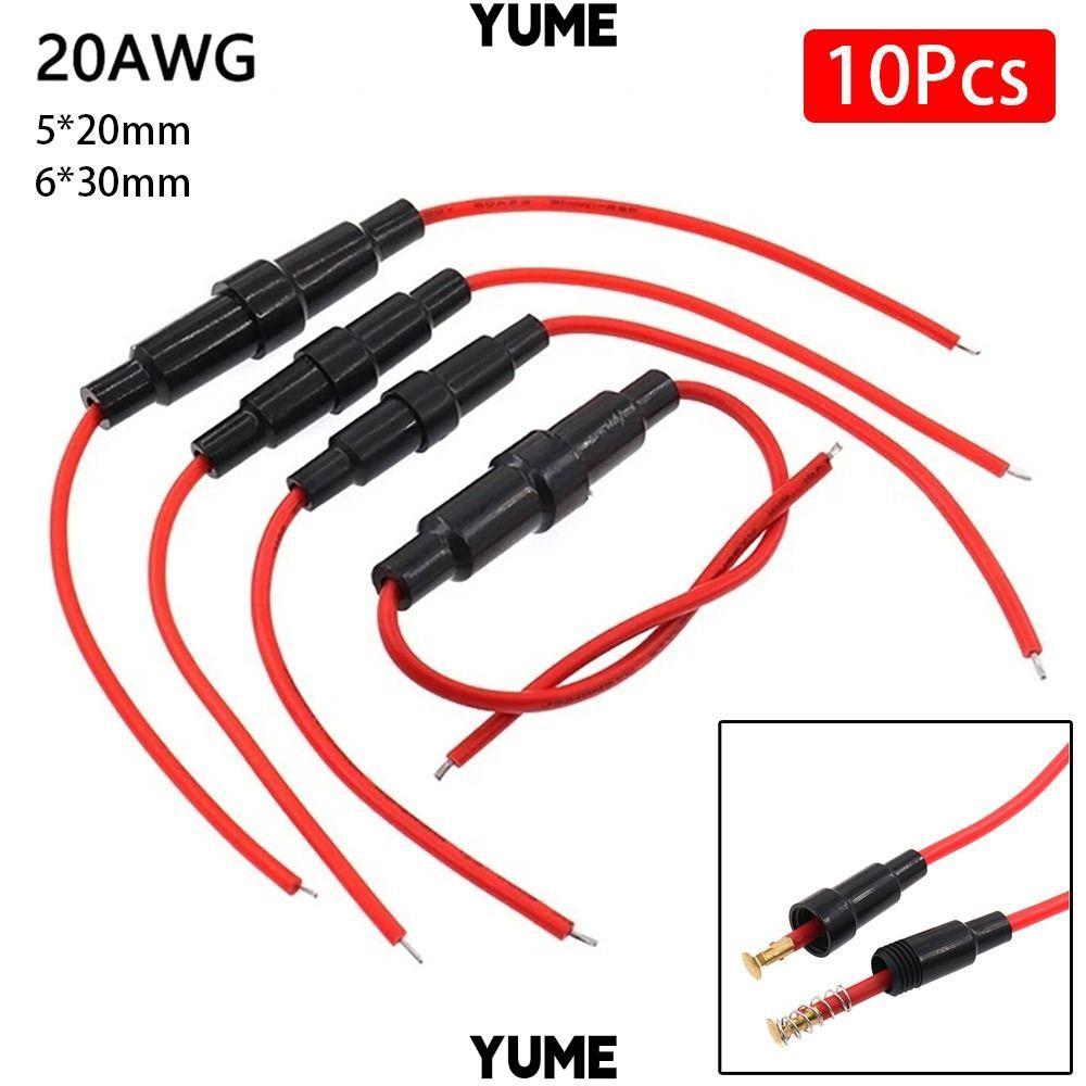YUMEIYU ปลอกฟิวส์ 250V 20AWG สายไฟแก้ว 5x20 มม. 6x30 มม. พร้อมกล่องฟิวส์ สกรู ทนทาน