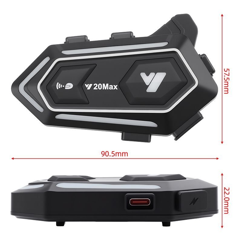 ชุดหูฟังหมวกกันน็อค Y20 MAX ไฟ LED สีสันสดใส บลูทูธ 5.3 อินเตอร์คอม สําหรับมอเตอร์ไซค์และปั่นจักรยาน