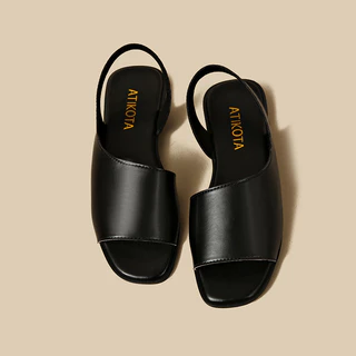 ผู้หญิงรองเท้าแตะแบนสแควร์ Toe กว้างสายคล้องคอข้อเท้า Anti Slip Soft Sole Casual Daily Office Commute Minimalist อินเทรนด์รองเท้า