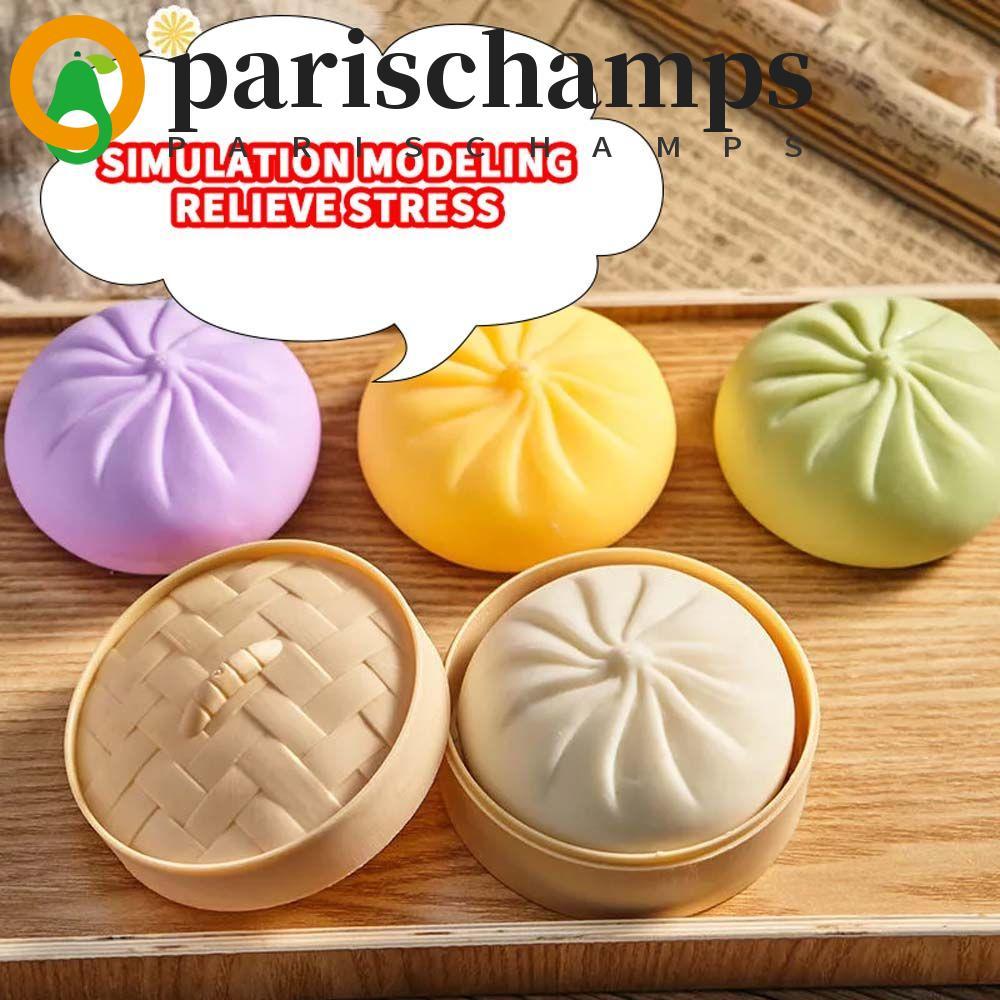 PARISCHAMPS Dumpling Sensory Toy, Finger Vacuum Slow Rising Dumplings Squishy Toy, Creative With Steamer สีสันสมจริง Squishy Bun Adult & Kids