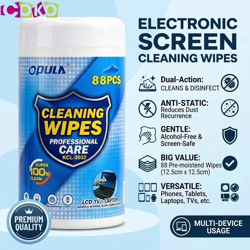 88ชิ้น ผ้าเช็ดทำความสะอาดหน้าจอ อุปกรณ์อิเล็กทรอนิกส์ Cleaning Wipes ทิชชู่เปียกเช็ดหน้าจอ