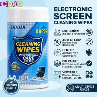 88ชิ้น ผ้าเช็ดทำความสะอาดหน้าจอ อุปกรณ์อิเล็กทรอนิกส์ Cleaning Wipes ทิชชู่เปียกเช็ดหน้าจอ