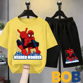 【จัดส่งไทย】2ชิ้น TM ชุดเด็กผู้ชาย Spiderman ชุดสั้น เนื้อ TC ใส่สบาย ไม้ยับ ชุดนอนเด็ก ชุดบ้าน สวยทันสมัย 3-10 ปี#45