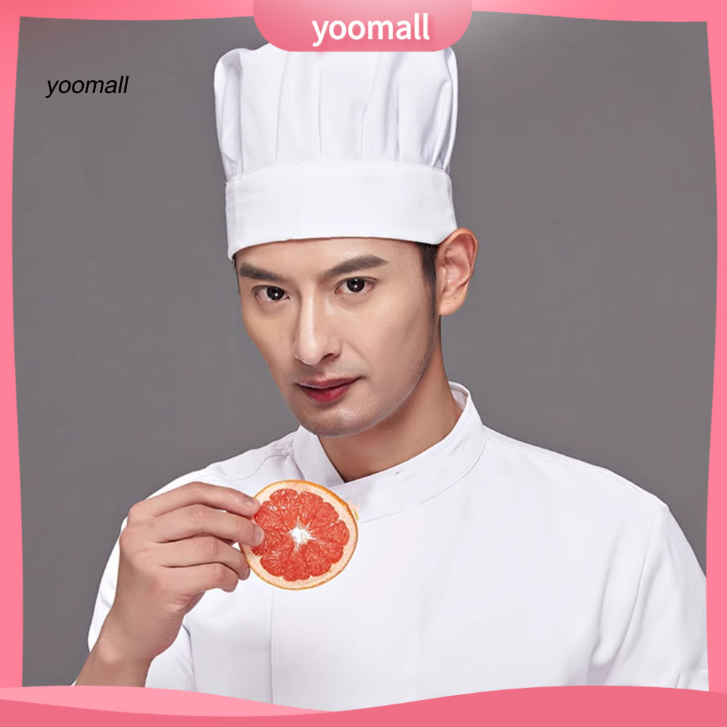 {โย่} ระบายอากาศหมวกเชฟร้านอาหารพนักงานหมวกเชฟ ยู นิสซ์ สีขาวเชฟสําหรับห้องครัวจัดเลี้ยงป้องกันผมร่วงทําอาหารอบสีทึบมืออาชีพเชฟหมวกทํางานส