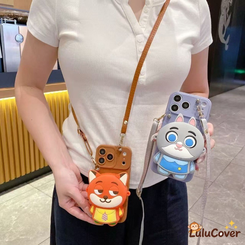 3Dน่ารักBunny & FoxกรณีCrossbodyสําหรับVivo V50 Lite V50E V40 V40E V30 V30E V29 V29E V27 V27E V25 V2