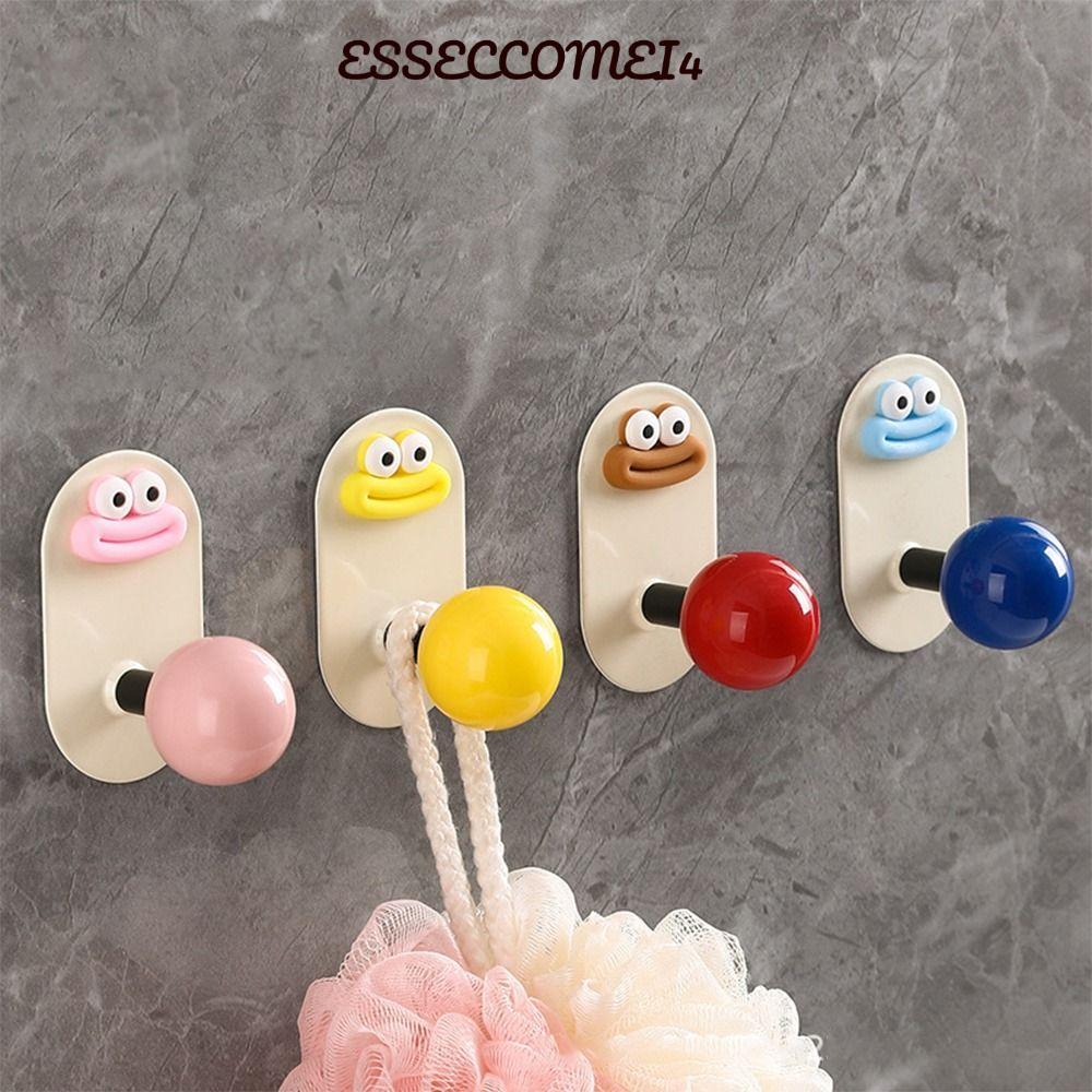 ESSECCOMEI4 ตะขอกาว Dopamine, Wall Mount Home Storage อุปกรณ์เสริมตะขอแขวน, Punch-Free Heavy Duty Room Door Coat Hooks