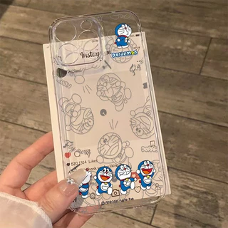 การ์ตูนการ์ตูนโดราเอมอนโทรศัพท์มือถือนุ่มเคสใสเข้ากันได้iPhone 7Plus 15Plusพรีเมี่ยม14Plus 13ProMaxแฟชั่น16ProMax 12ProMax Creative 11 XR 17PROกันกระแทกป้องกันกรณี