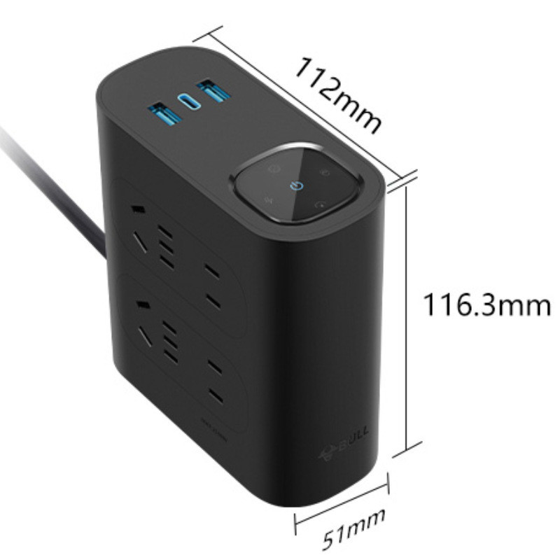 Bull Socket Power Purification Socket 20W Fast Charge Socket 3USB+4Bit Socket H544UQ ความยาวเต็ม 1.5