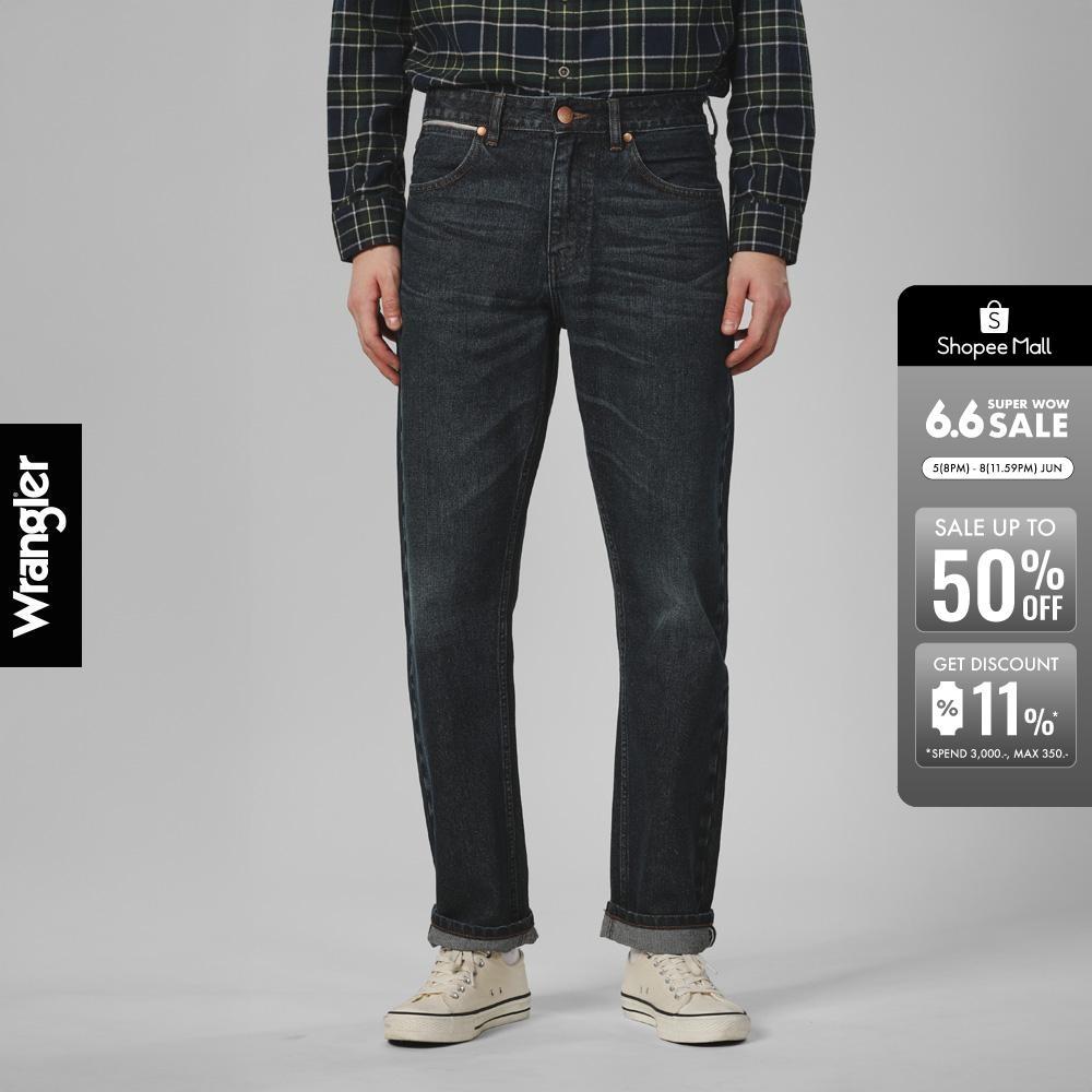 WRANGLER กางเกงยีนส์ผู้ชาย (ริมแดง) คอลเลคชั่น Casey Jones เอวกลาง ทรงตรง MWZ รุ่น WR F225MMWZN33 สียีนส์เข้ม